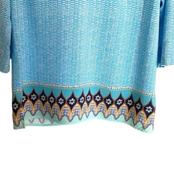 J. Jill Blue Boho Pullover Tassel Tie Top Medium - Picture 6 of 6